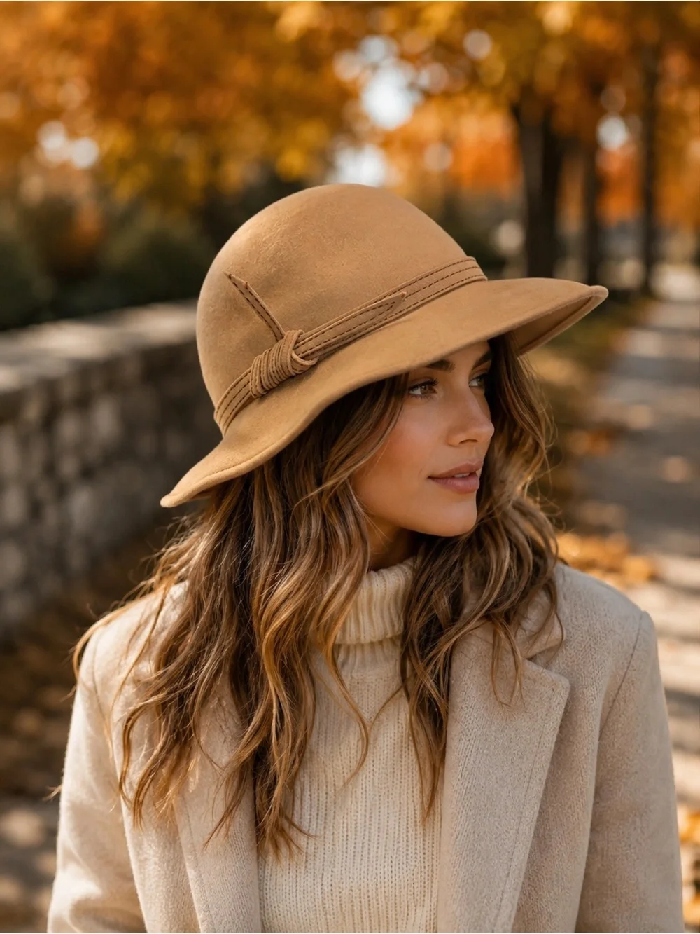 Camel brown felt hat